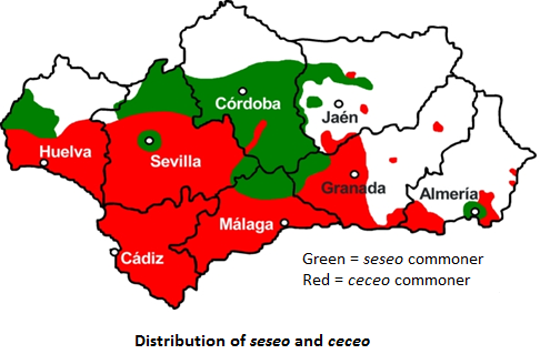 Distribution of seseo and ceceo in Andalusia